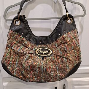 COOGI Y2k 90s Vintage Black and Multicolor Linen Hobo Shoulder Bag